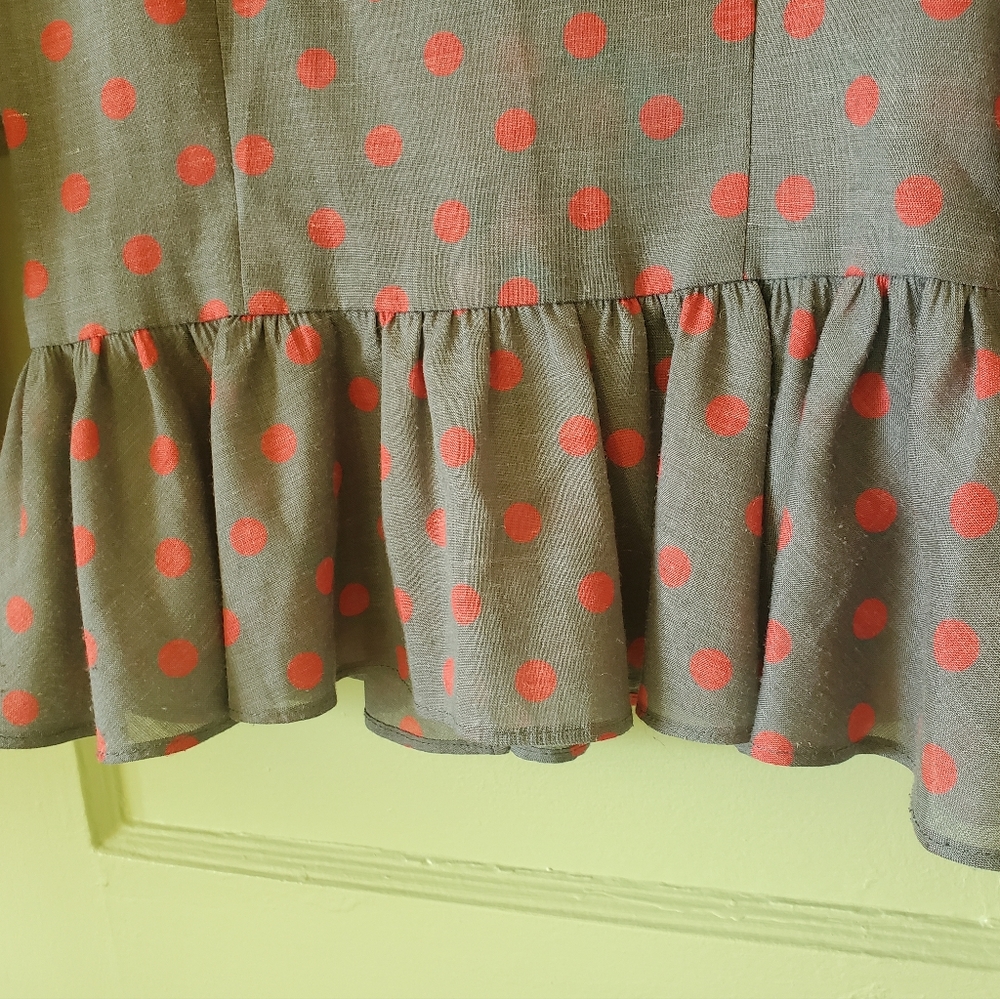 Vintage pinup rockabilly handmade polka dot button up frilly blouse top - Picture 7 of 8